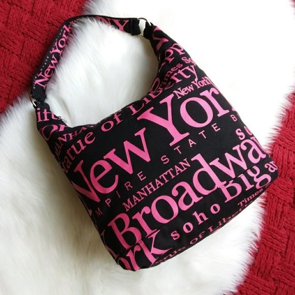 Jay Joshua Pink Black Canvas Tote Shoulder Bag - Picture 2 of 7